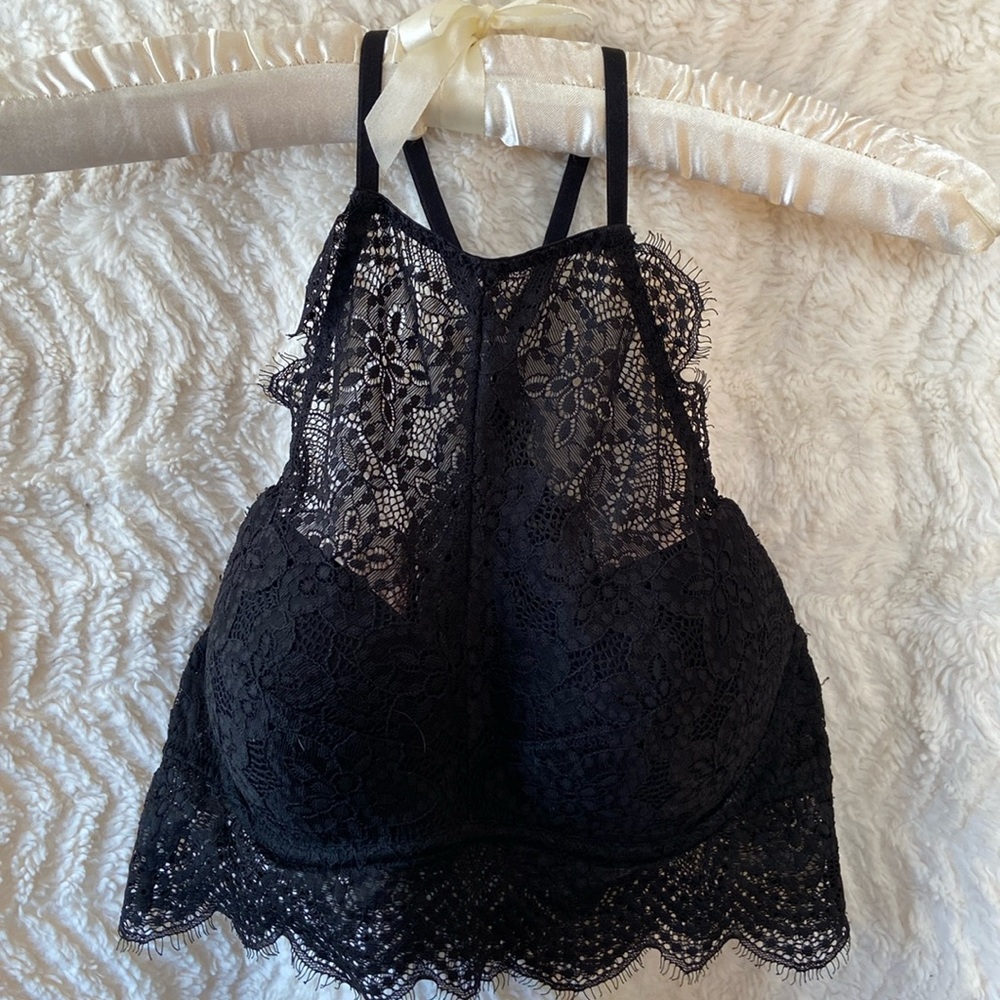 Lace, lined, underwire, push-up bra ~ PINK, small